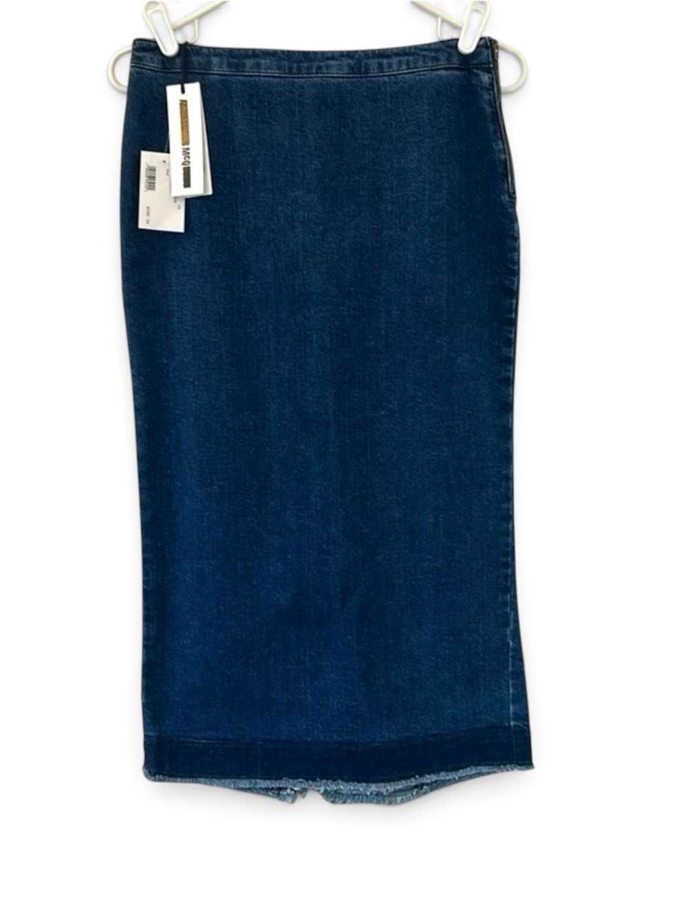 NWT jean maxi skirt McQ by Alexander MCQUEEN Dark Wash Kick Back Denim S…